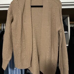 Beige Open-Front Women's Knit Cardigan Sweater - EVERYTHING MUST GO
